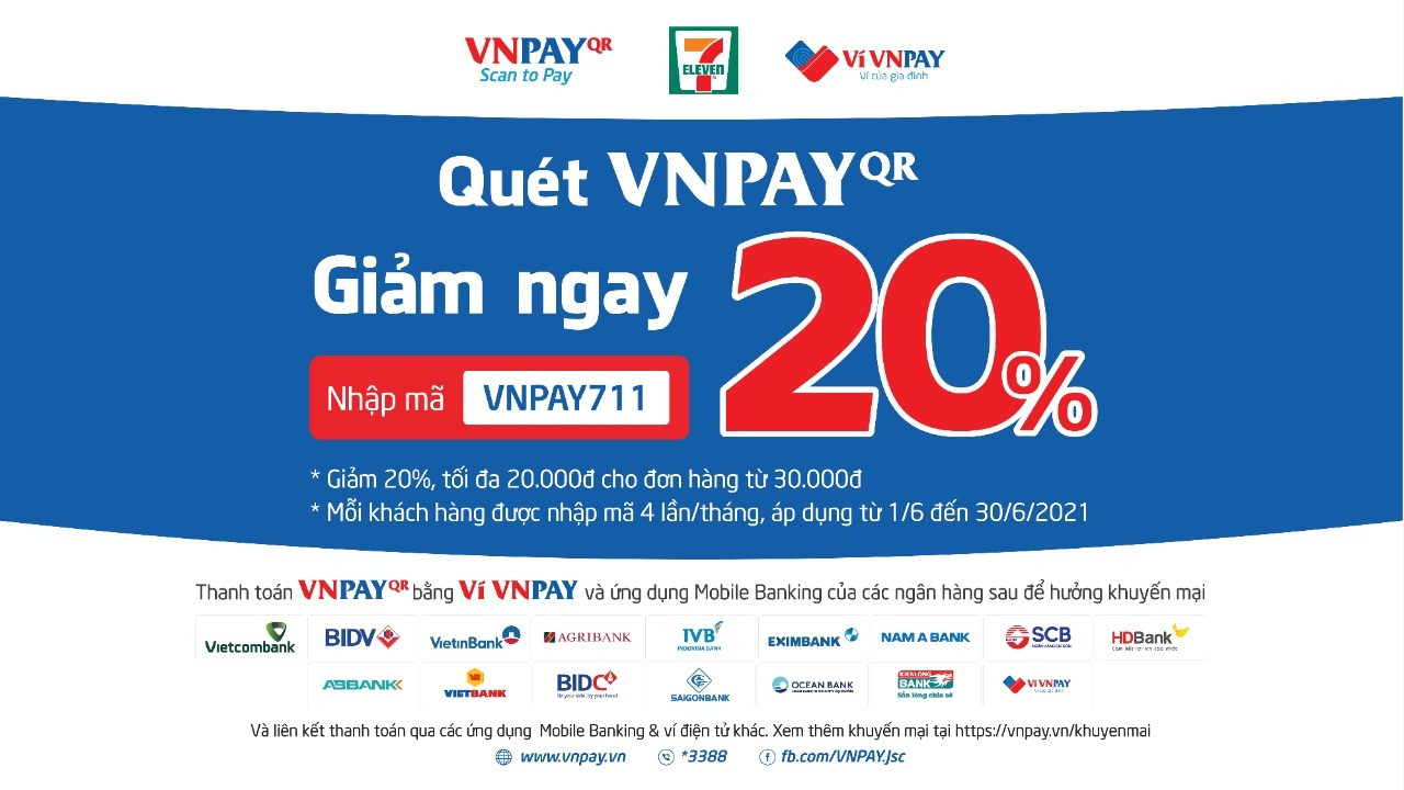 Chớp deal 20% tại 7-Eleven khi thanh toán bằng VNPAY-QR
