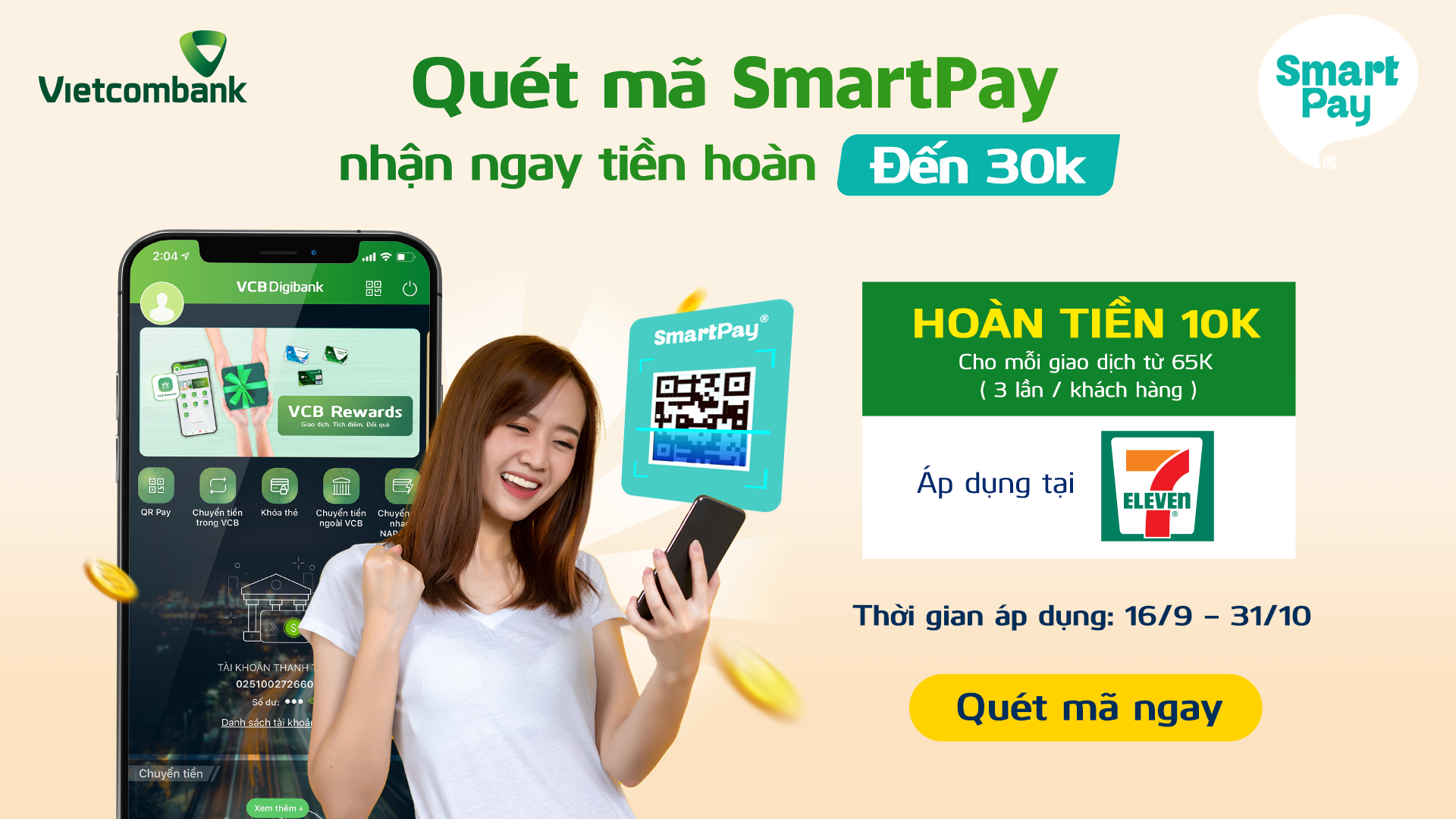 🎉Quét Mã SmartPay QR – Hoàn Tiền Thả Ga Đến 30k🎉